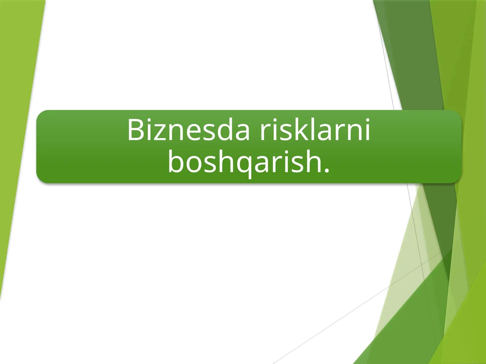 Biznesda risklarni boshqarish. 1