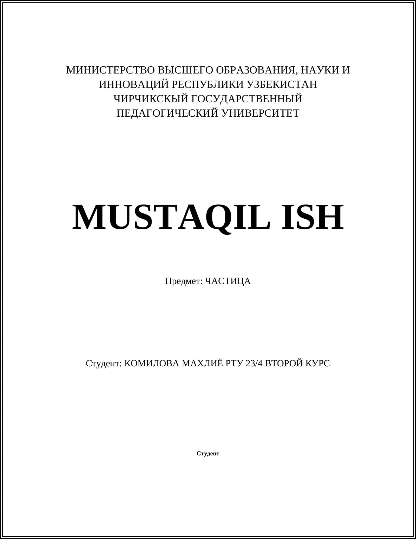 MUSTAQIL ISH 1