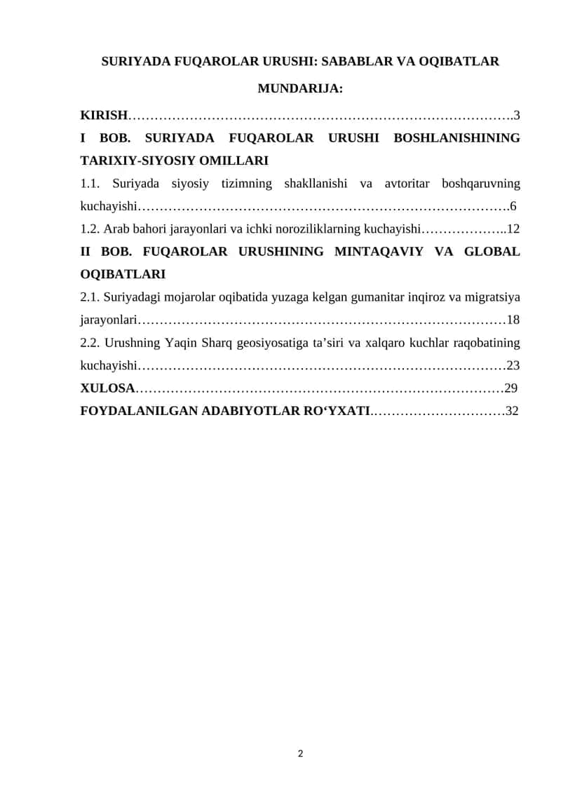 SURIYADA FUQAROLAR URUSHI: SABABLAR VA OQIBATLAR 1