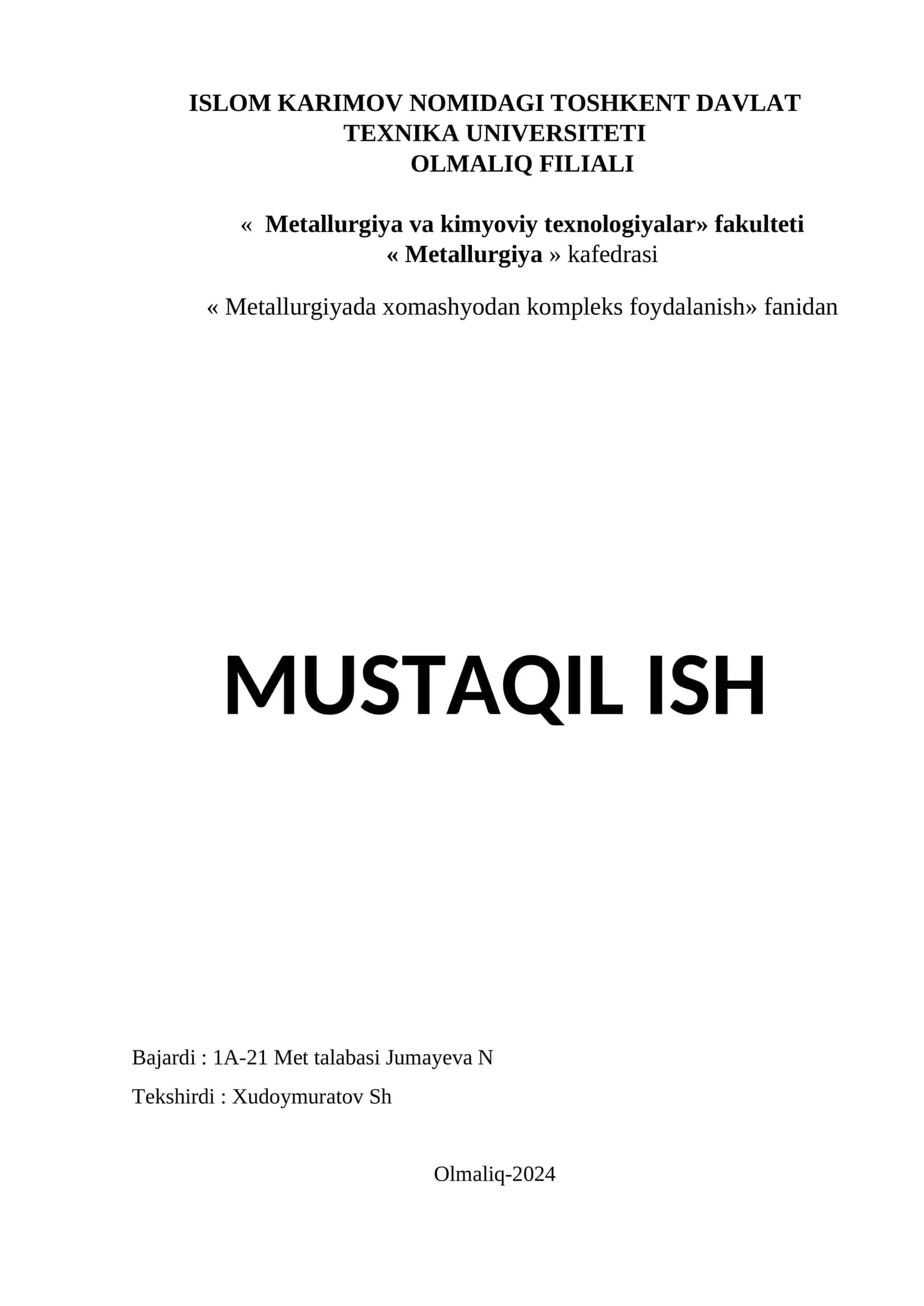 Pirometallurgik jarayonlar 1