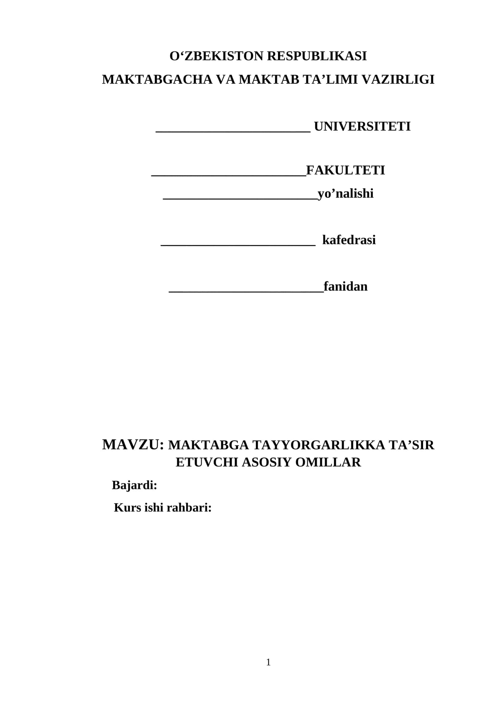 Maktabga tayyorgarlikka ta’sir etuvchi asosiy omillar 1