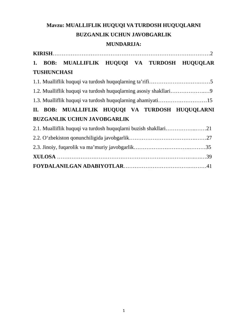MUALLIFLIK HUQUQI VA TURDOSH HUQUQLARNI BUZGANLIK UCHUN JAVOBGARLIK 1