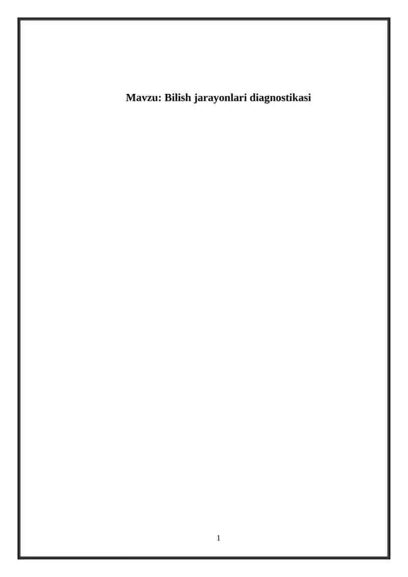 Bilish jarayonlari diagnostikasi