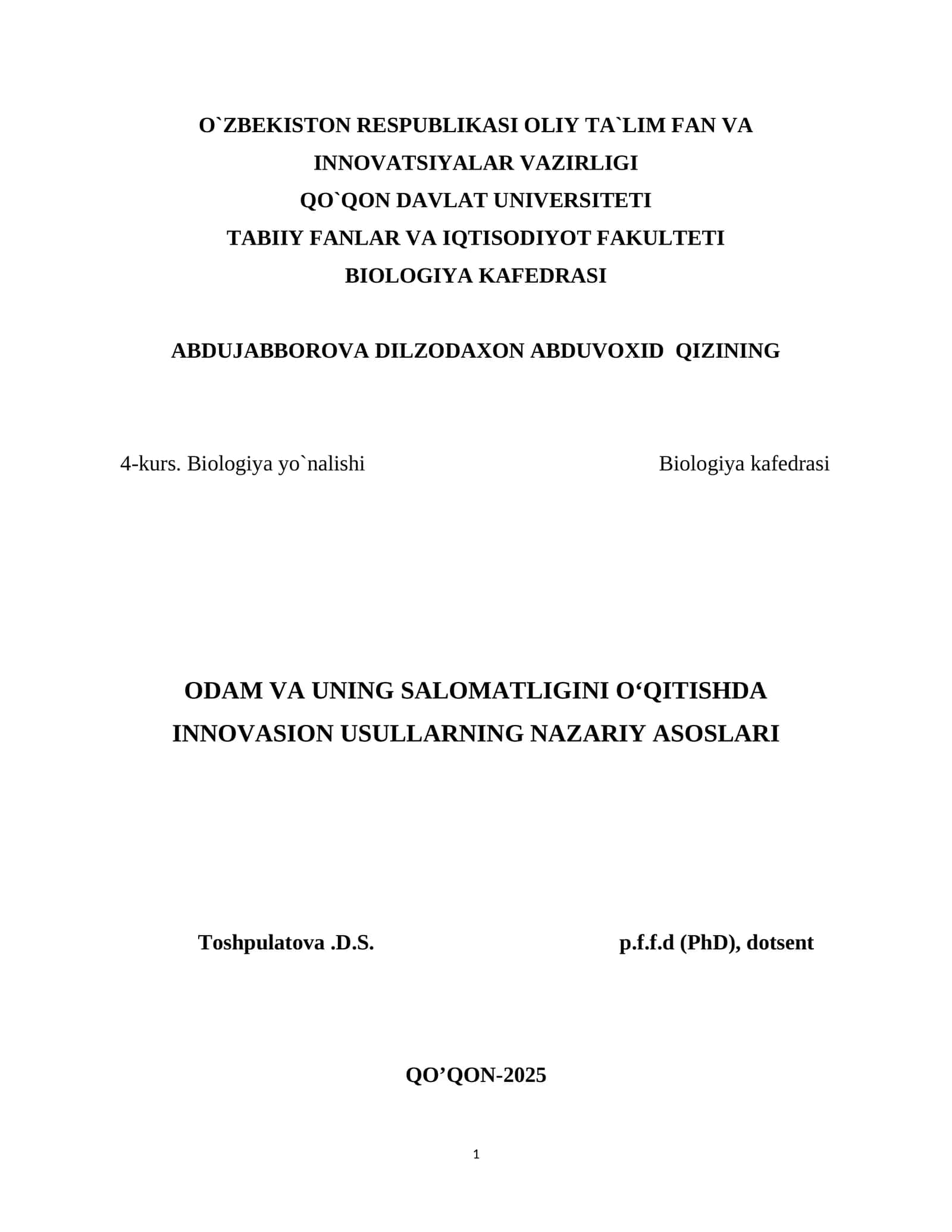 Odamlar va ularning salomatligi 1