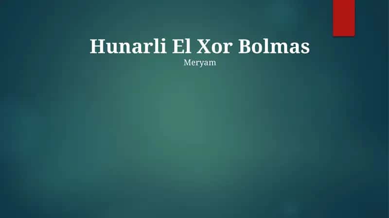Hunarli El Xor Bolmas 1