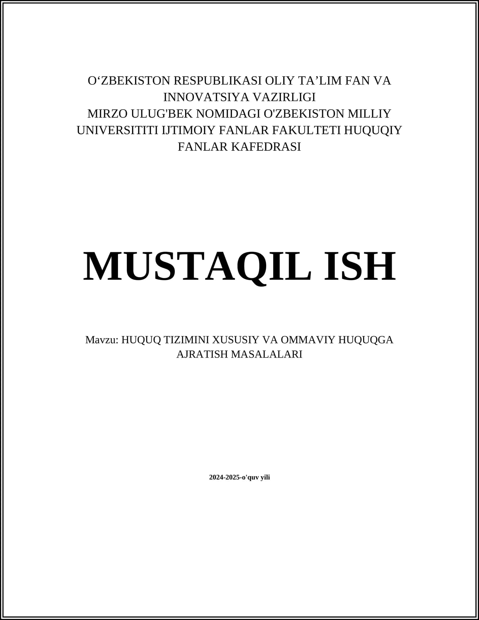 O'ZBEKISTON RESPUBLIKASI OLIY TA’LIM FAN VA INNOVATSIYA VAZIRLIGI 1