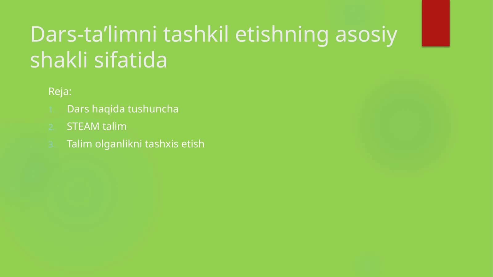 dars talimni tashkil etishning asosiy shakli sifatida 1