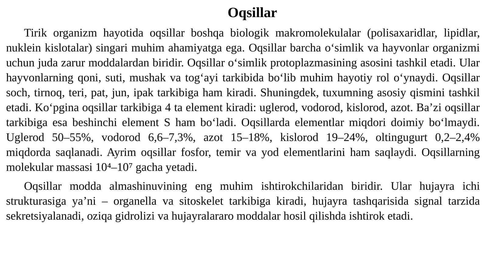 Oqsillar 1