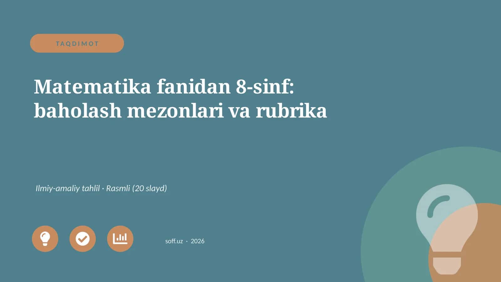 Matematika fanidan 8-sinf: baholash mezonlari va rubrika 1
