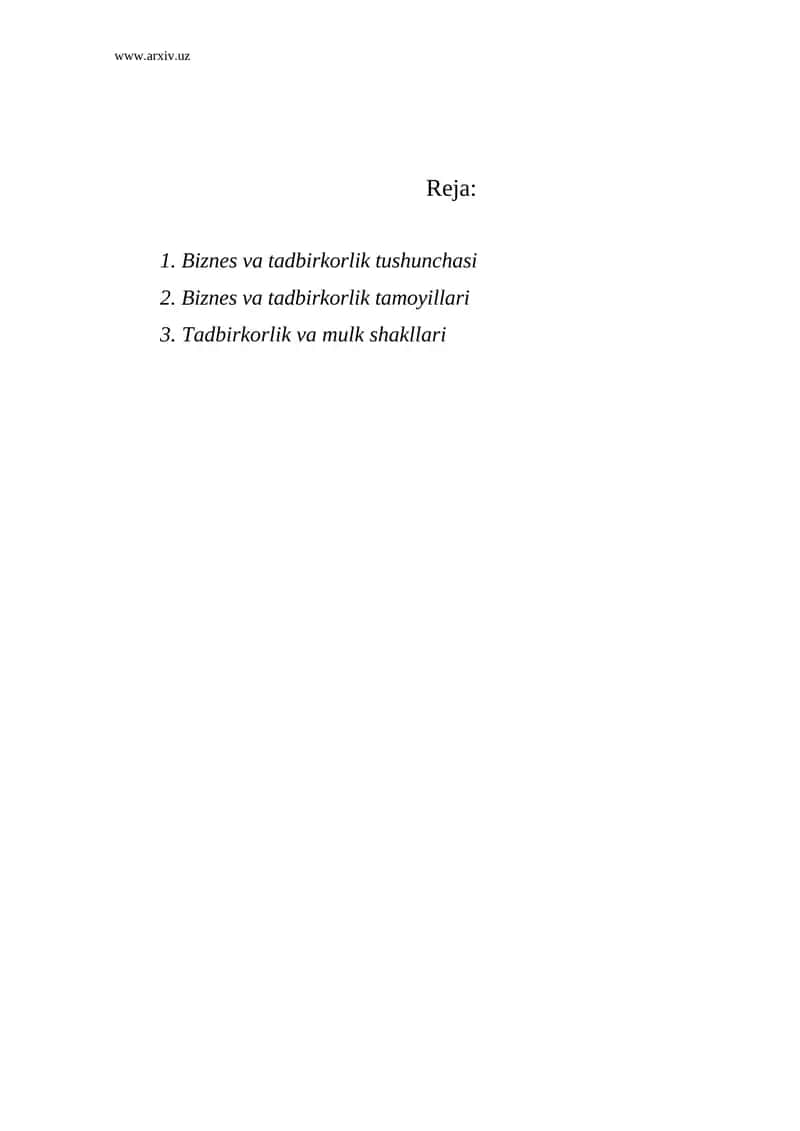 Tadbirkorlik va biznes 1