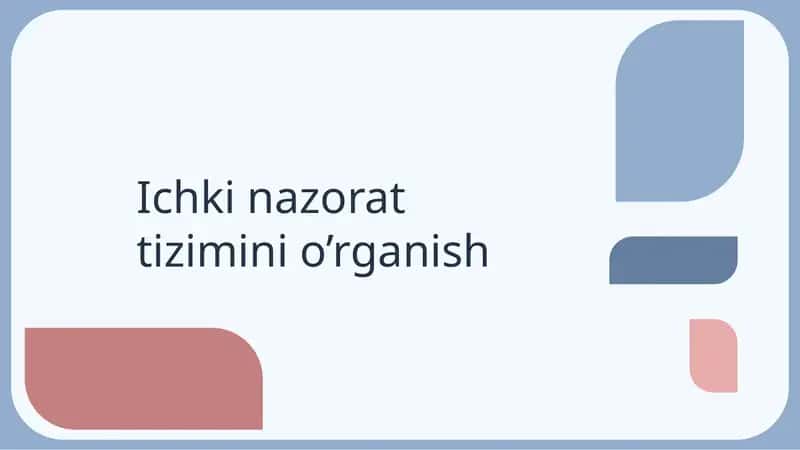 Ichki nazorat tizimini o’rganish 1