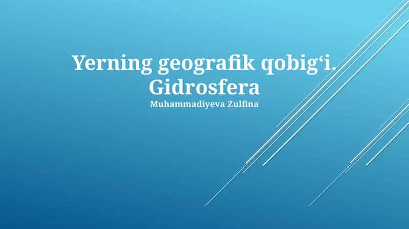 Gidrosfera: Yerning suvli qobig'i 1