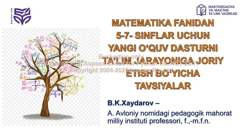 Matematika Fanidagi Yangi O'quv Dastur 1