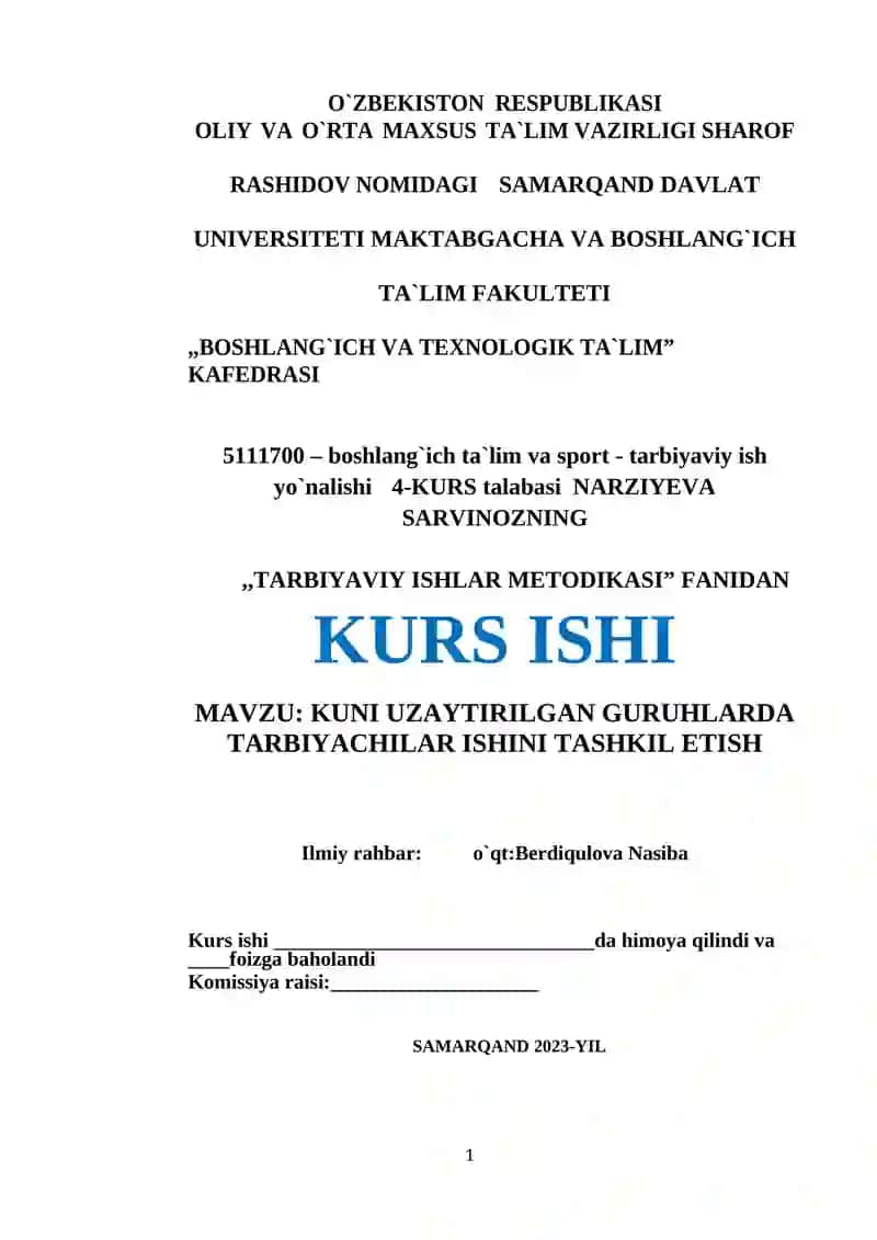 TARBIYAVIY ISHLAR METODIKASI