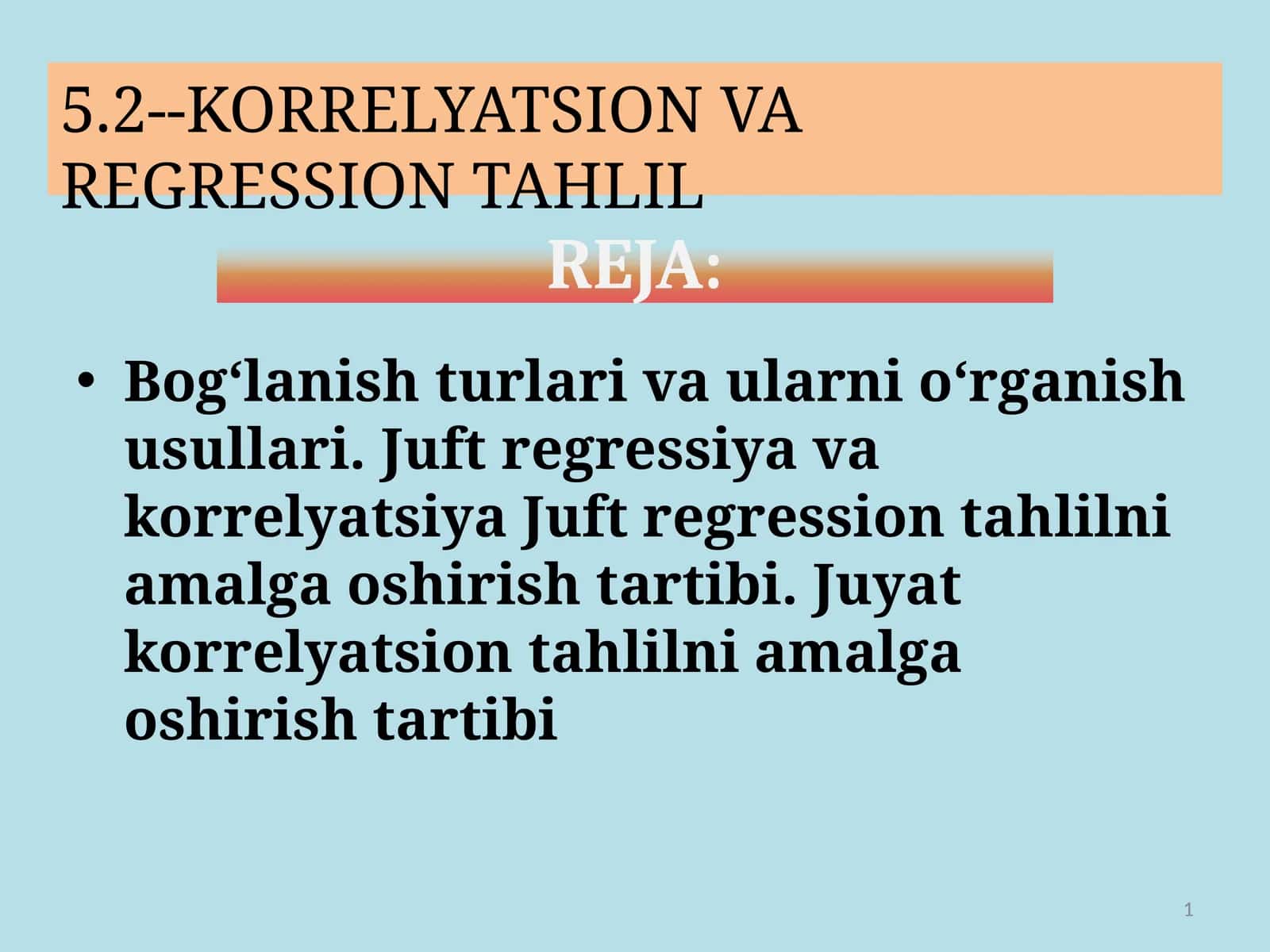 KORRELYATSION VA REGRESSION TAHLIL 1
