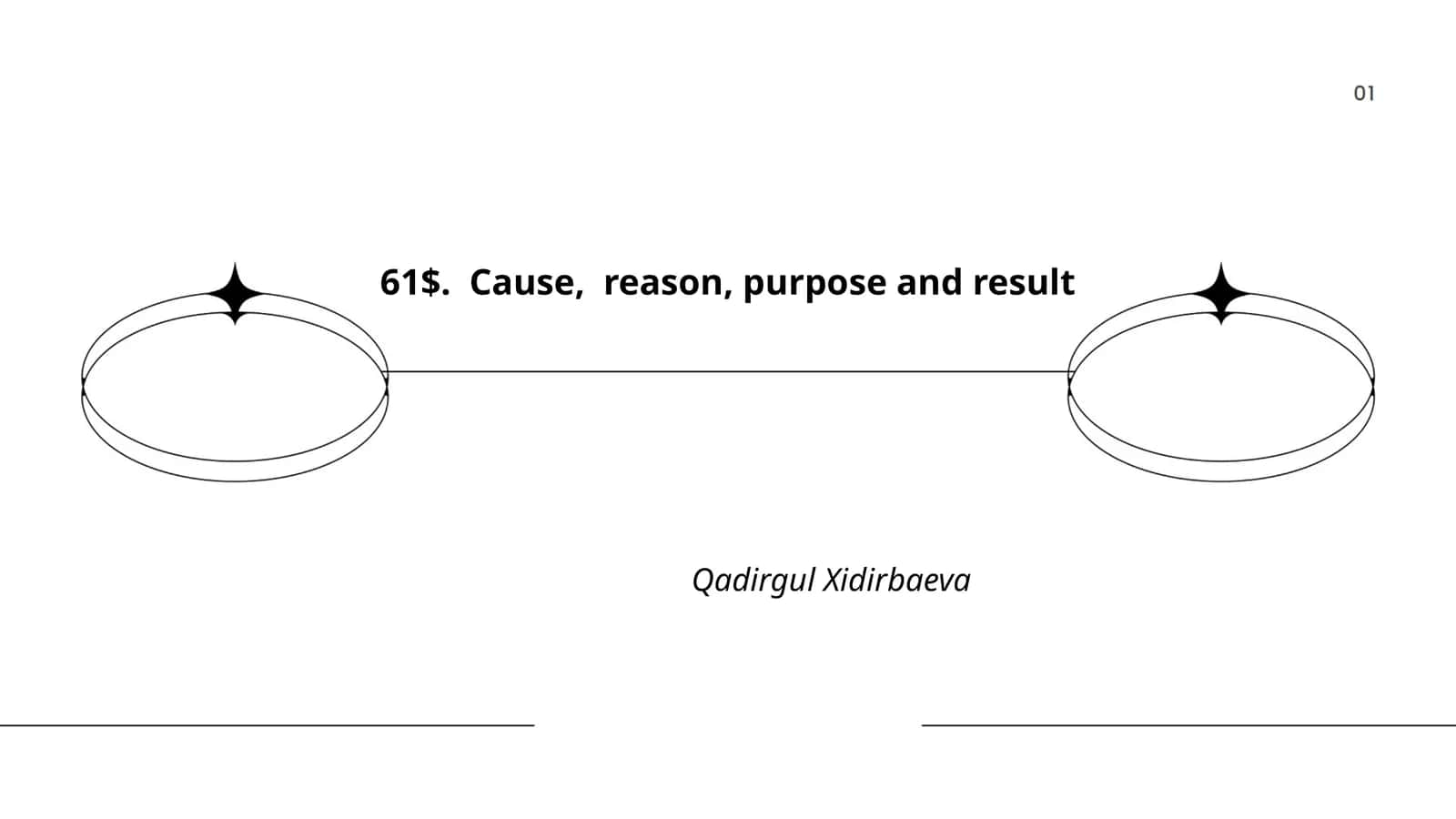 61$. Cause, reason, purpose and result 1