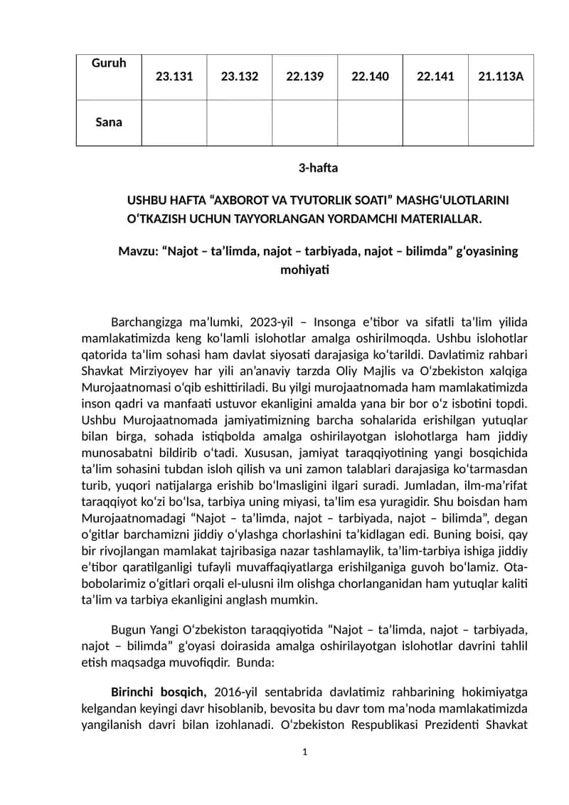Najot – ta’limda, najot – tarbiyada, najot – bilimda 1