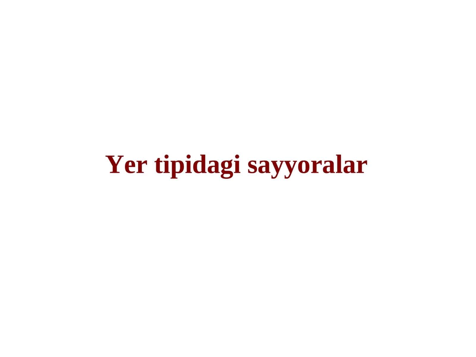 Yer tipidagi sayyoralar 1