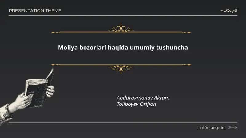 Moliya bozorlari haqida umumiy tushuncha 1