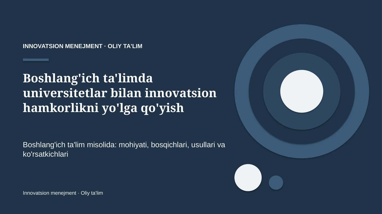 Innovatsion menejment · Oliy ta'l 1