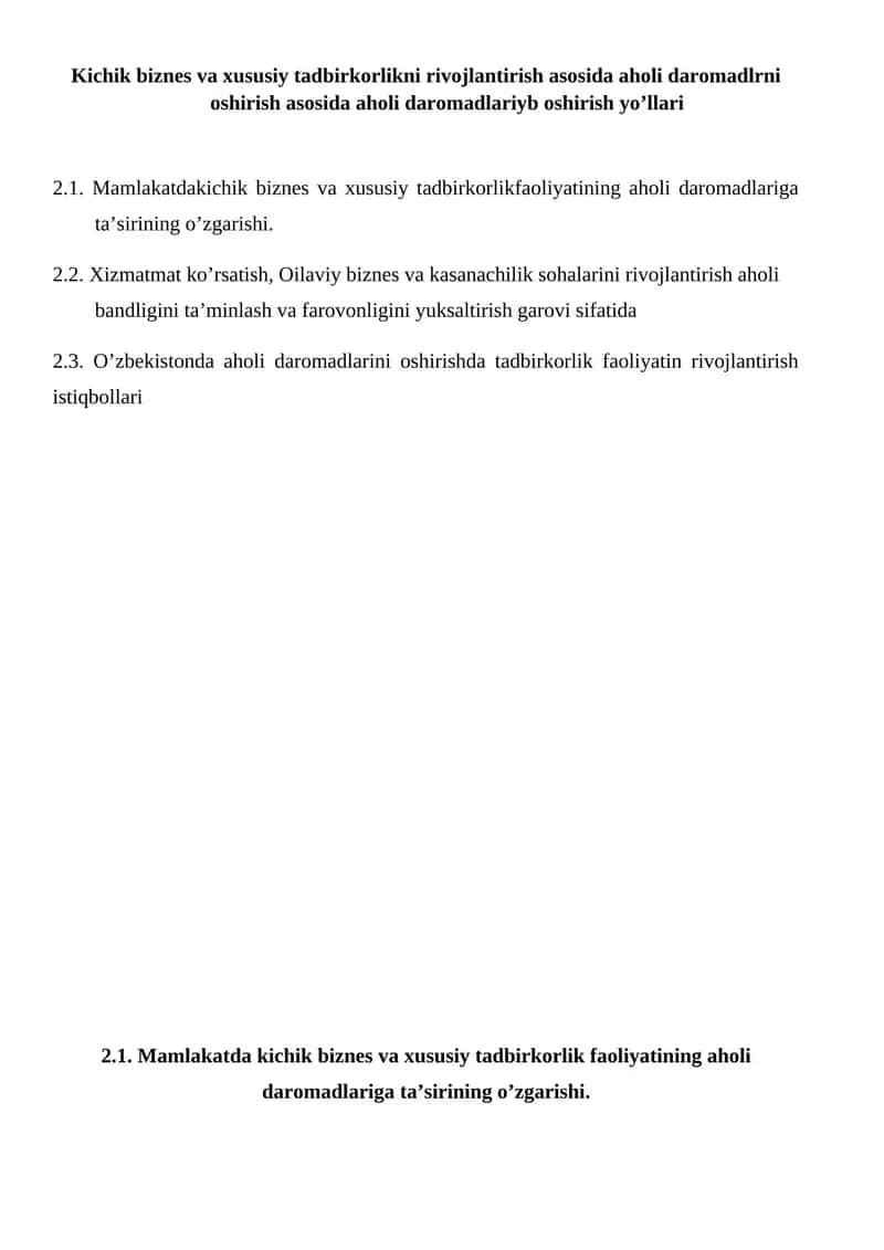 Kichik biznes va xususiy tadbirkorlik 1