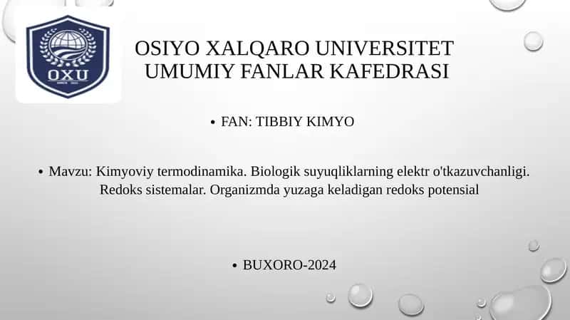 Kimyoviy termodinamika 1