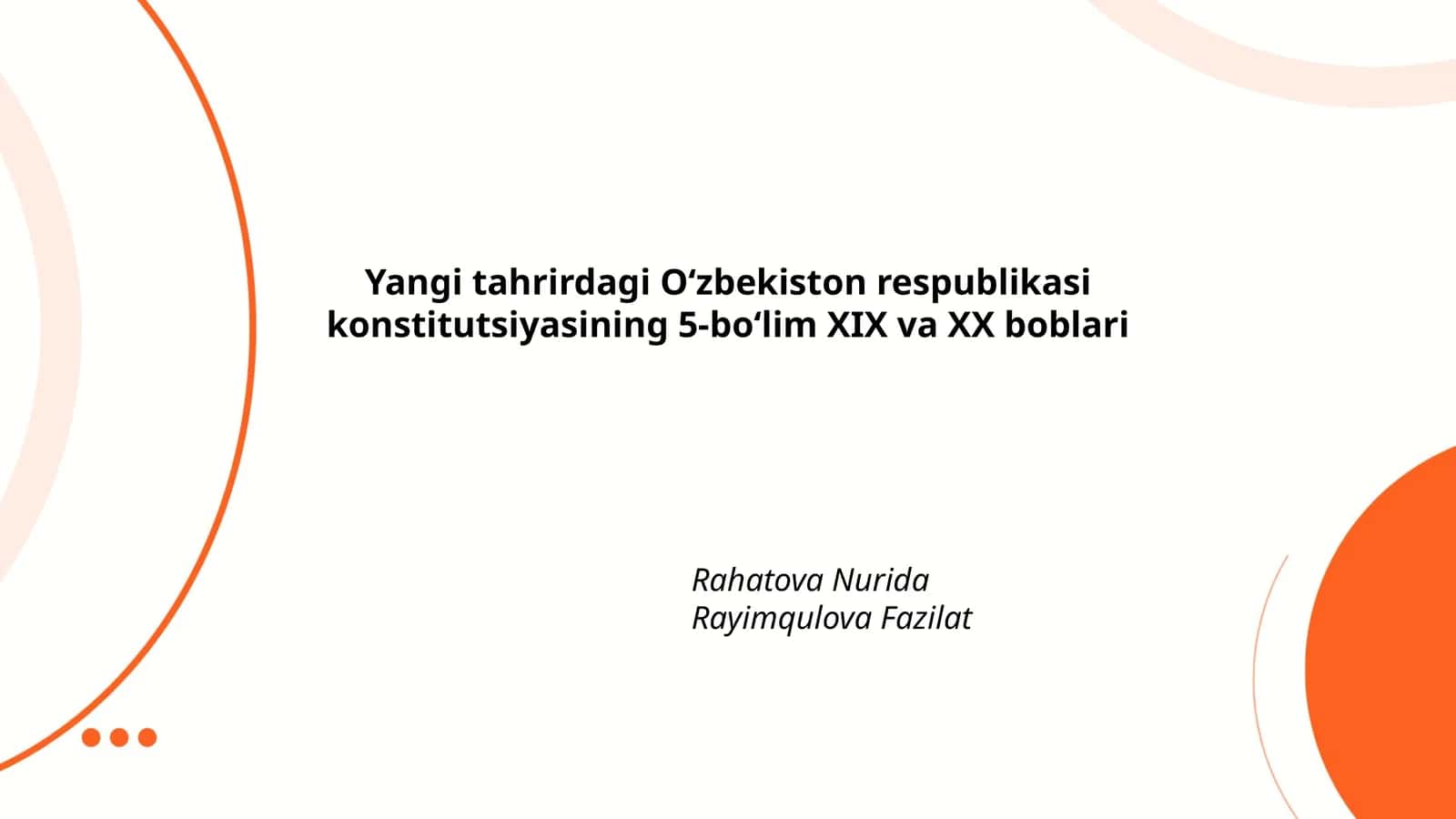 Oʻzbekiston respublikasi konstitutsiyasining 5-boʻlim 1