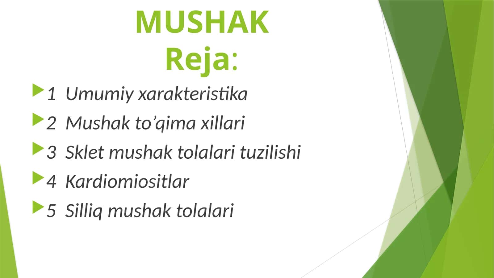 Mushak to'qimasi tolalari 1