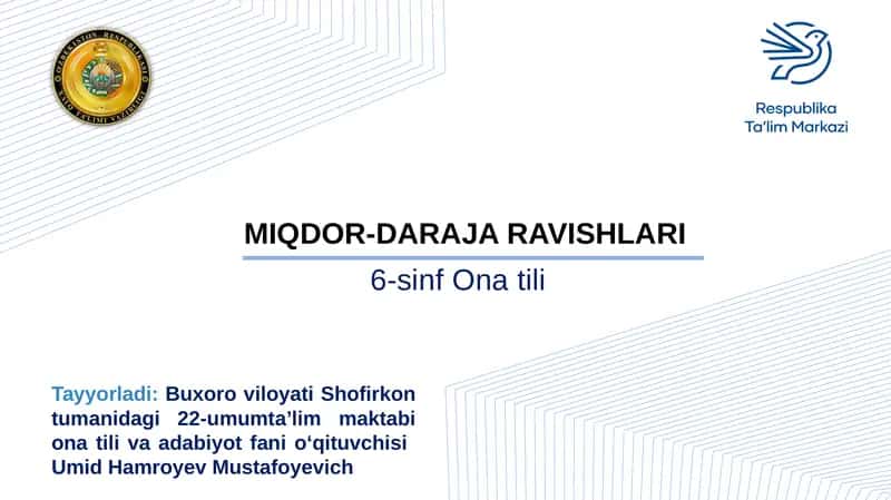 MIQDOR-DARAJA RAVISHLARI 1