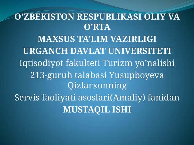 RESTORANLARDA MEHMONLAR ISHONCHI. BARLARDAGI SERVIS 1