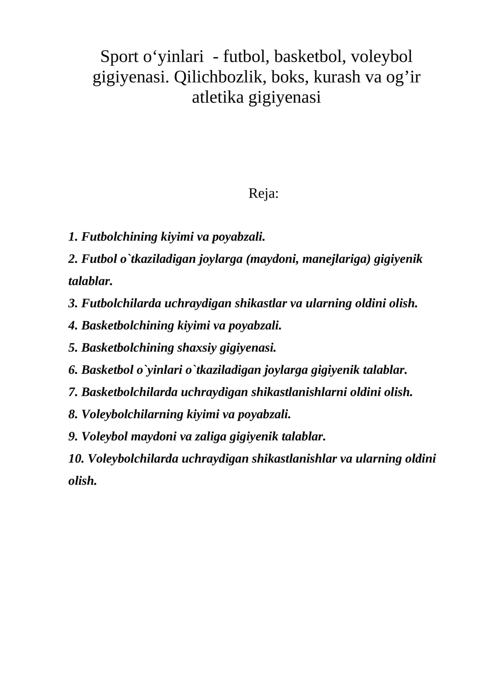 Sport o‘yinlari - gigiyena talablari 1