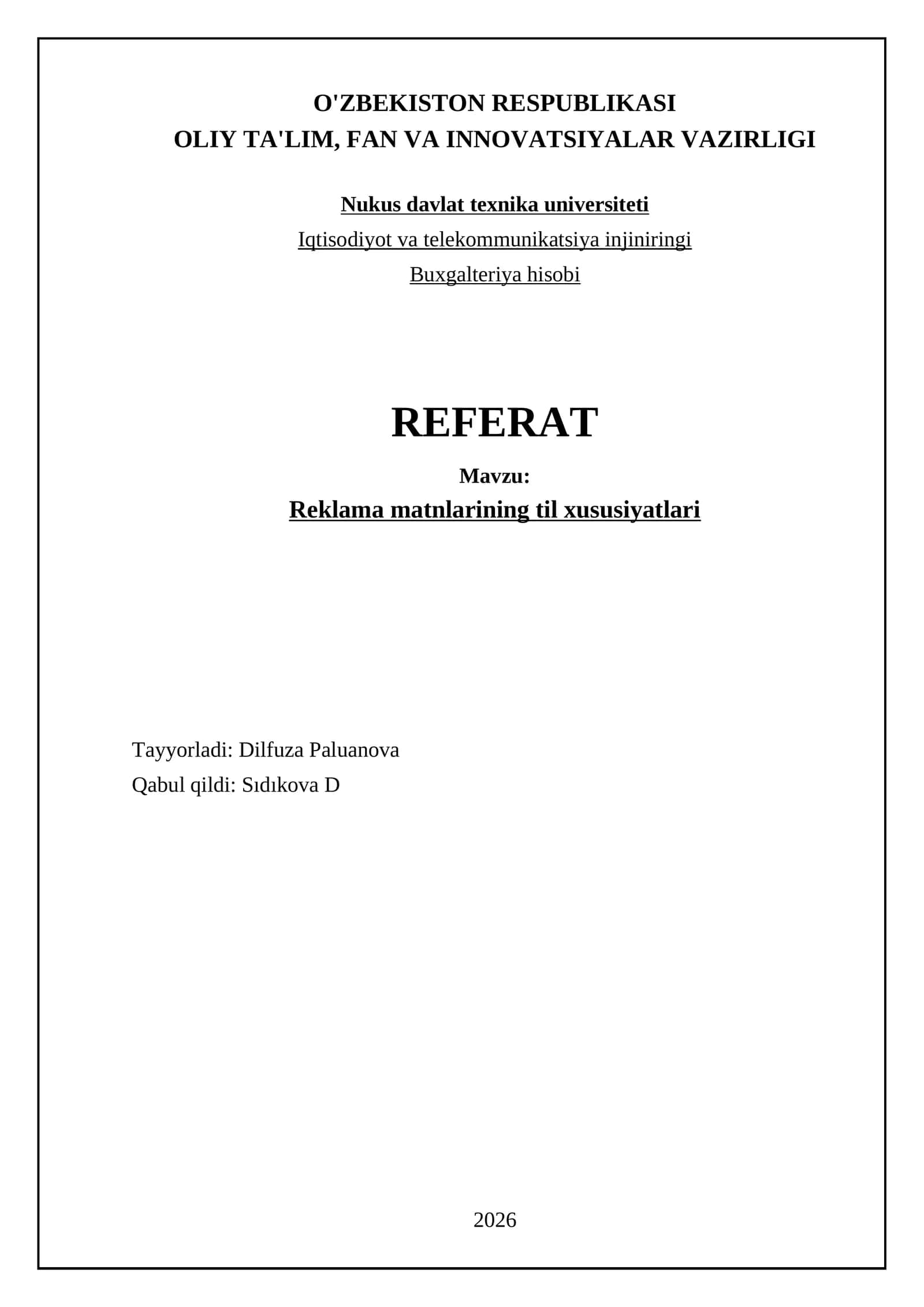 Reklama matnlarining til xususiyatlari 1