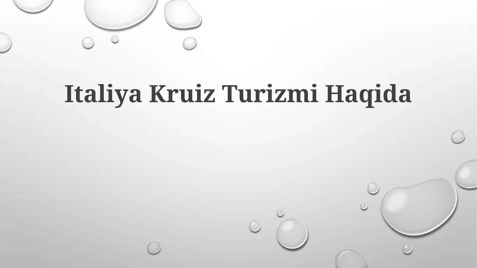 Italiya Kruiz Turizmi Haqida 1