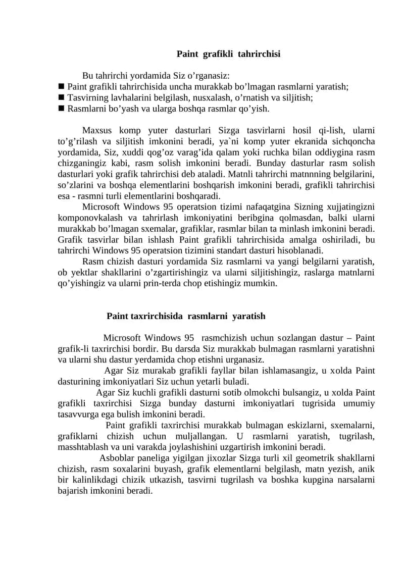 Paint grafikli tahrirchisi 1