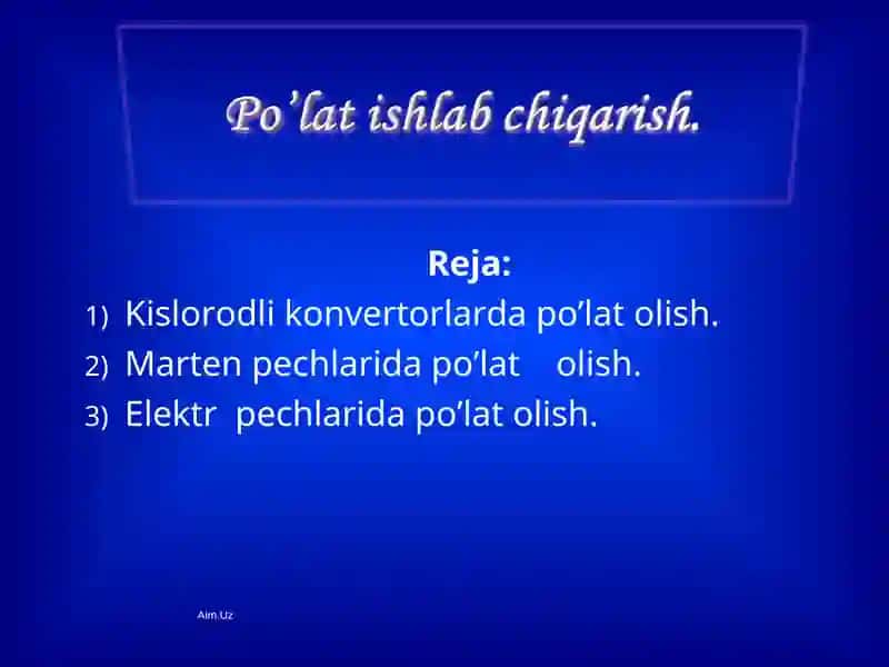 Kislоrоdli kоnvеrtоrlаrdаpo’lаtоlish