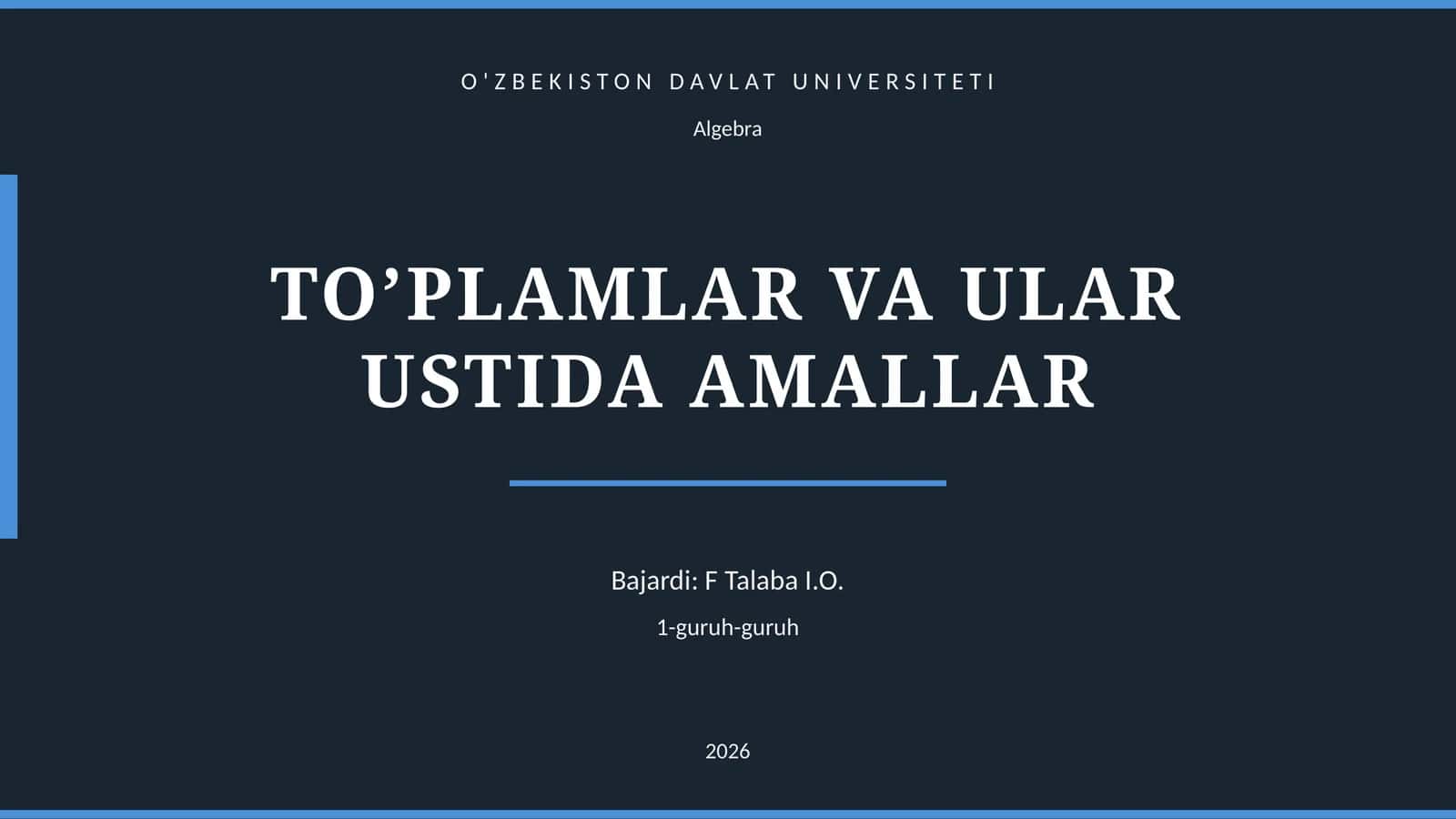 TO’PLAMLAR VA ULAR USTIDA AMALLAR 1