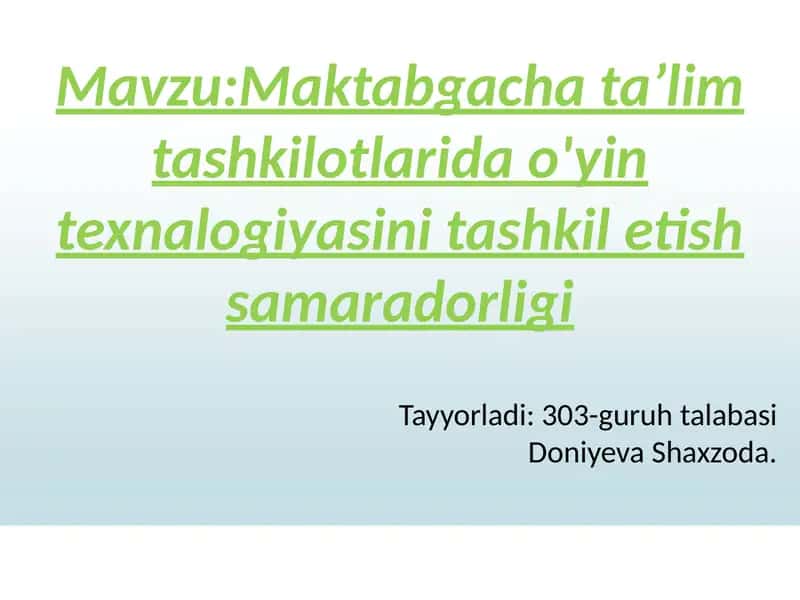 O'yin texnologiyasi ta'limda 1