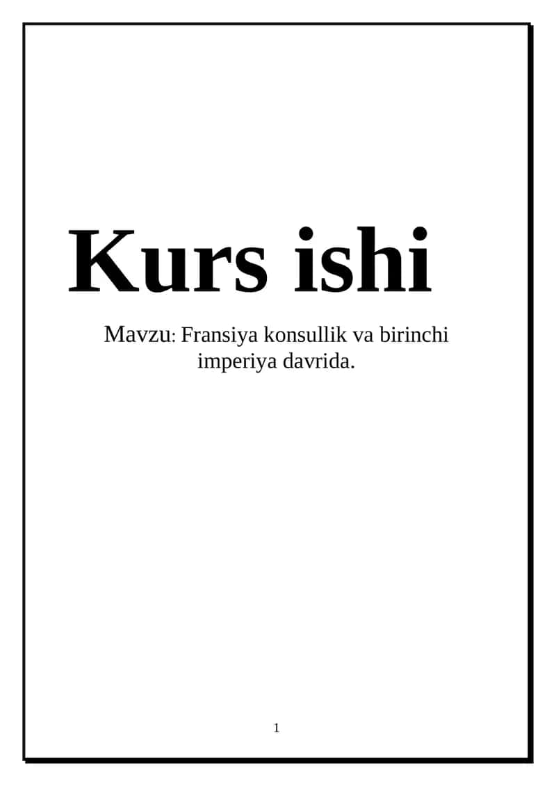 Fransiya konsullik va birinchi imperiya davrida 1
