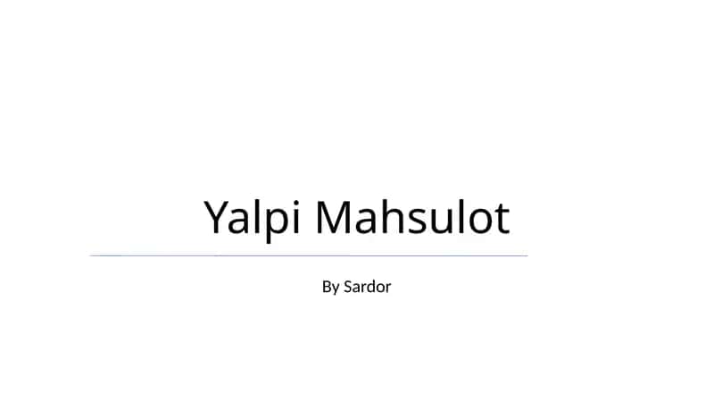 Yalpi Mahsulot 1