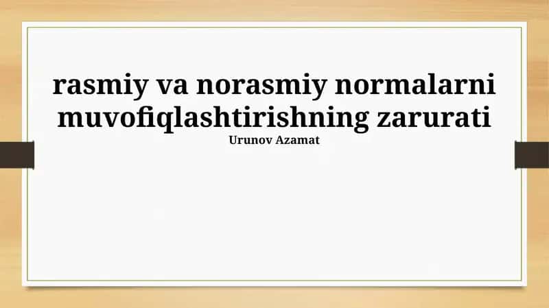Normalar muvofiqlashtirish 1