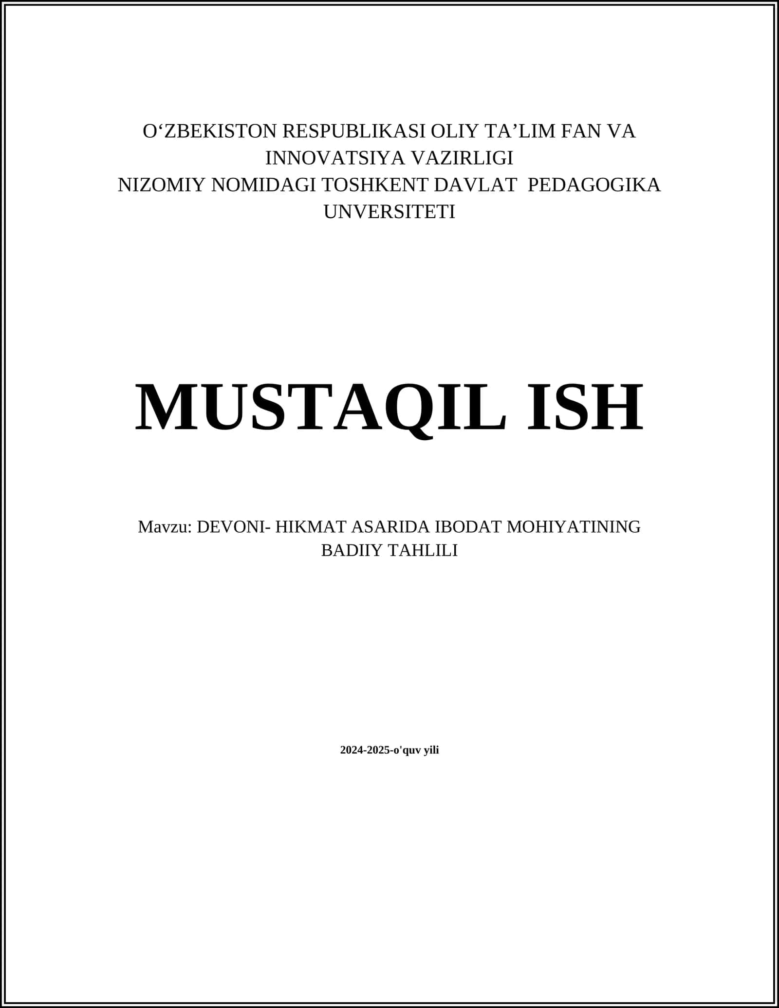 DEVONI- HIKMAT ASARIDA IBODAT MOHIYATINING BADIIY TAHLILI 1