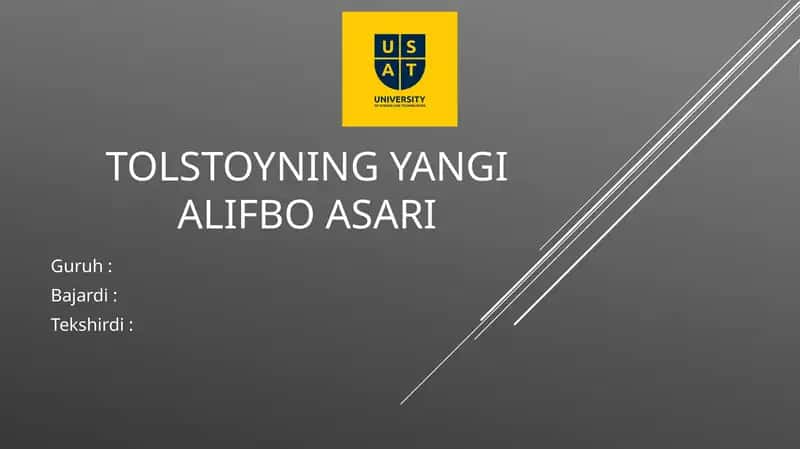 Tolstoyning yangi alifbo asari 1