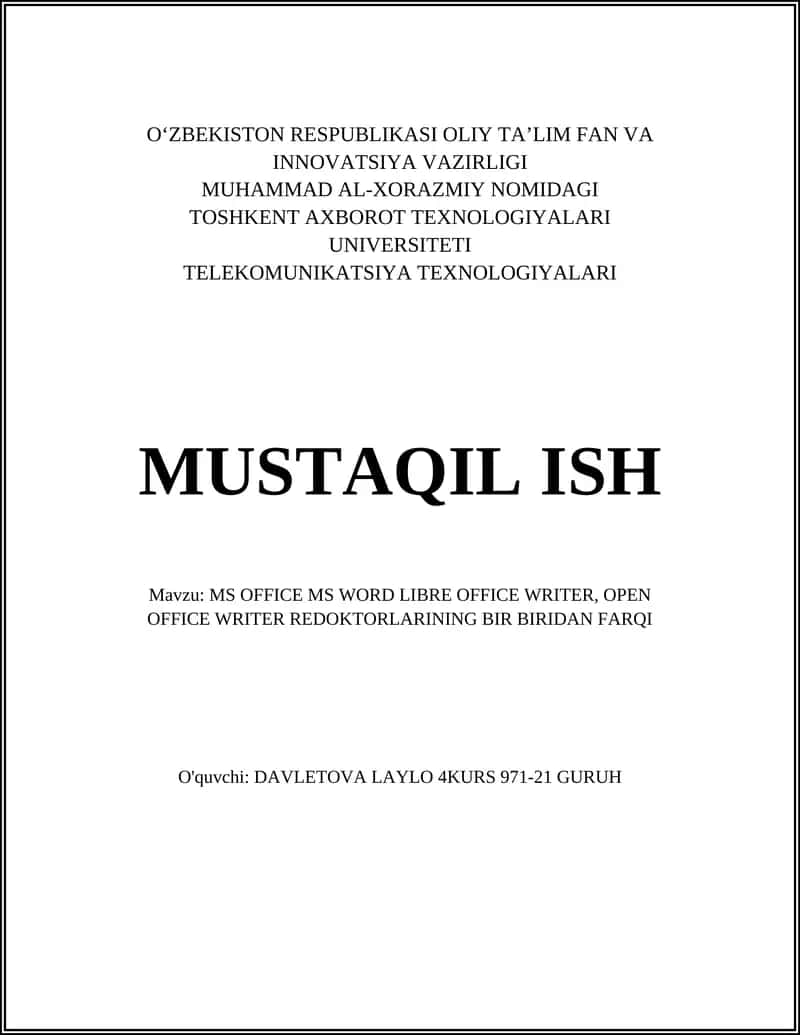 MS OFFICE MS WORD LIBRE OFFICE WRITER, OPEN OFFICE WRITER REDOKTORLARINING BIR BIRIDAN FARQI 1