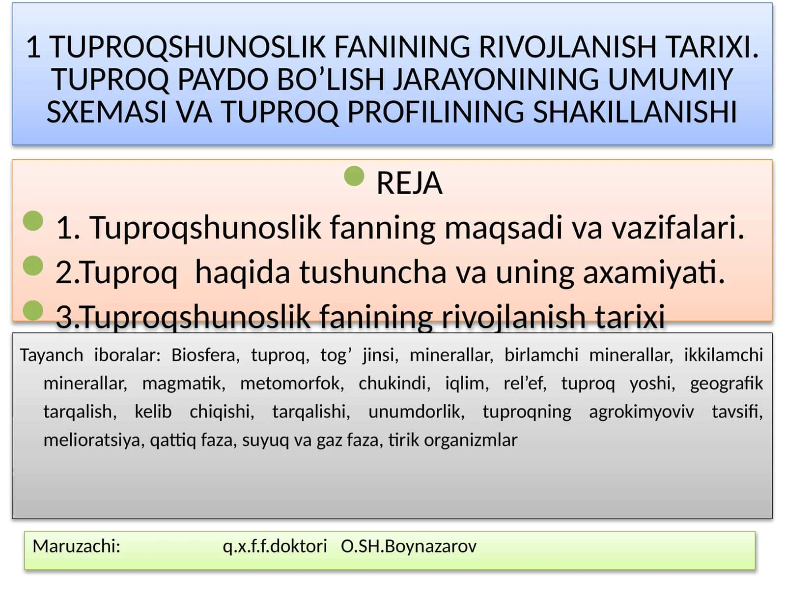 TUPROQSHUNOSLIK FANINING RIVOJLANISH TARIXI 1