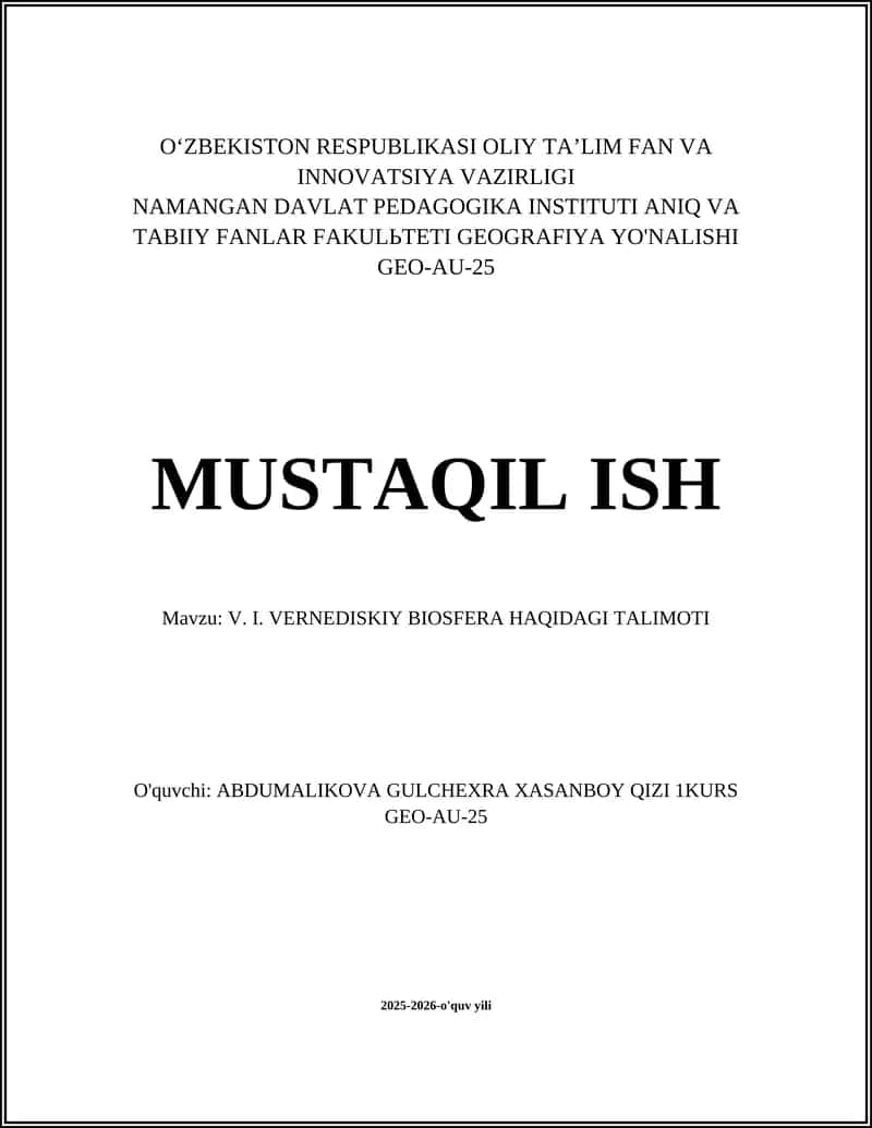V. I. VERNEDISKIY BIOSFERA HAQIDAGI TALIMOTI 1