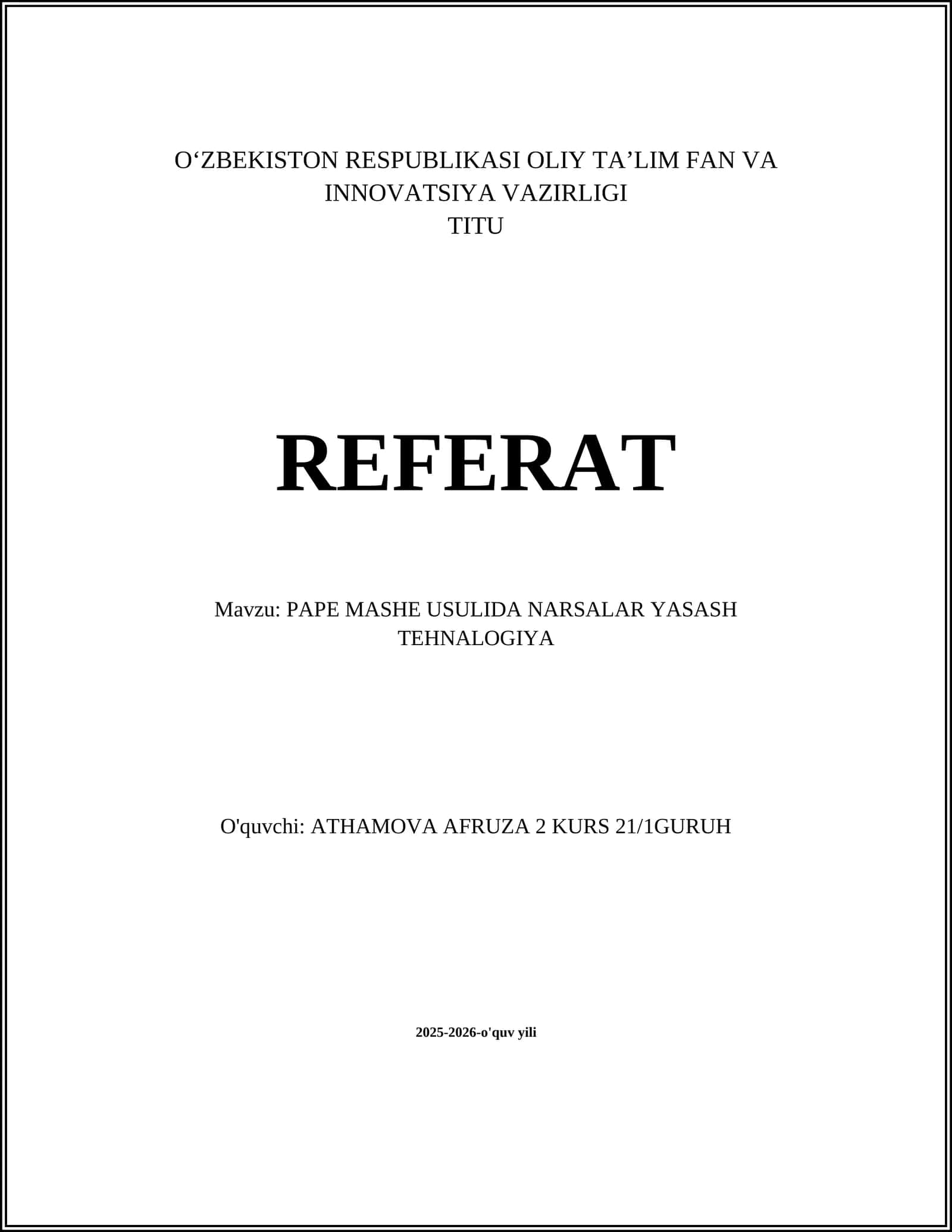 PAPE MASHE USULIDA NARSALAR YASASH TEHNALOGIYA 1