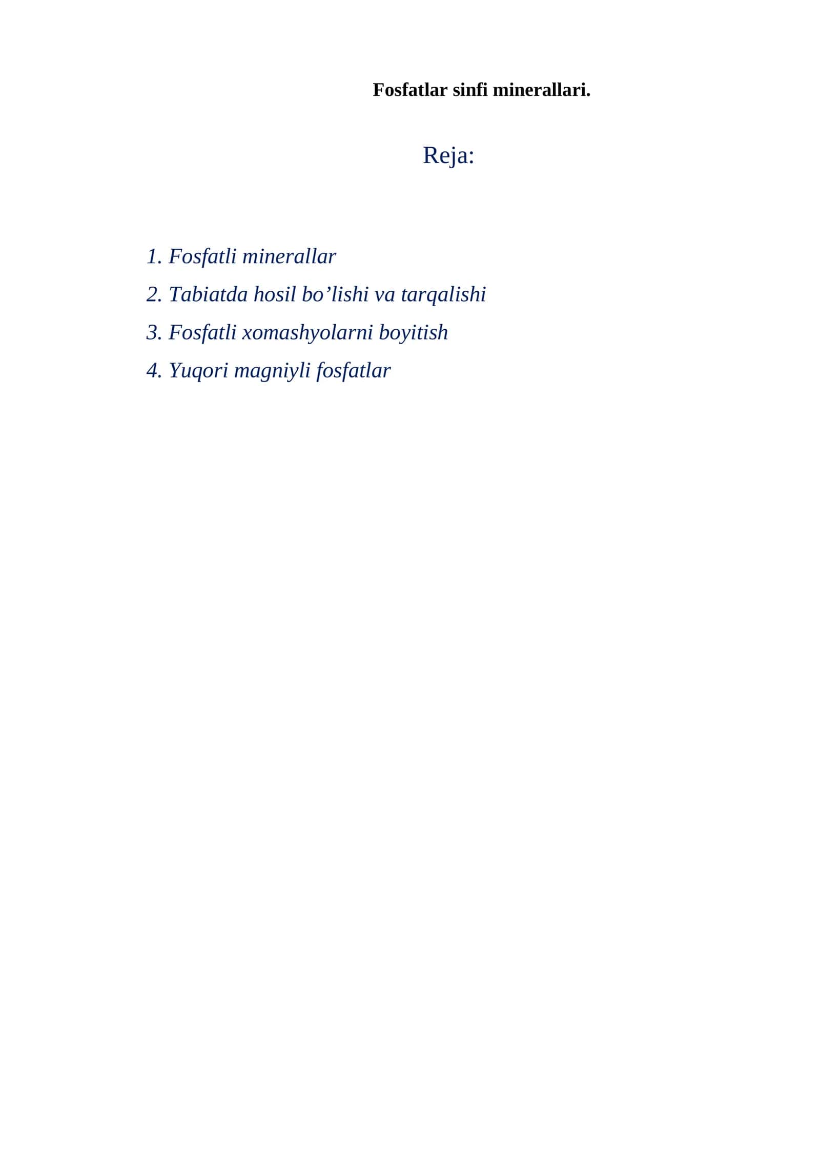 Fosfatlar sinfi minerallari 1