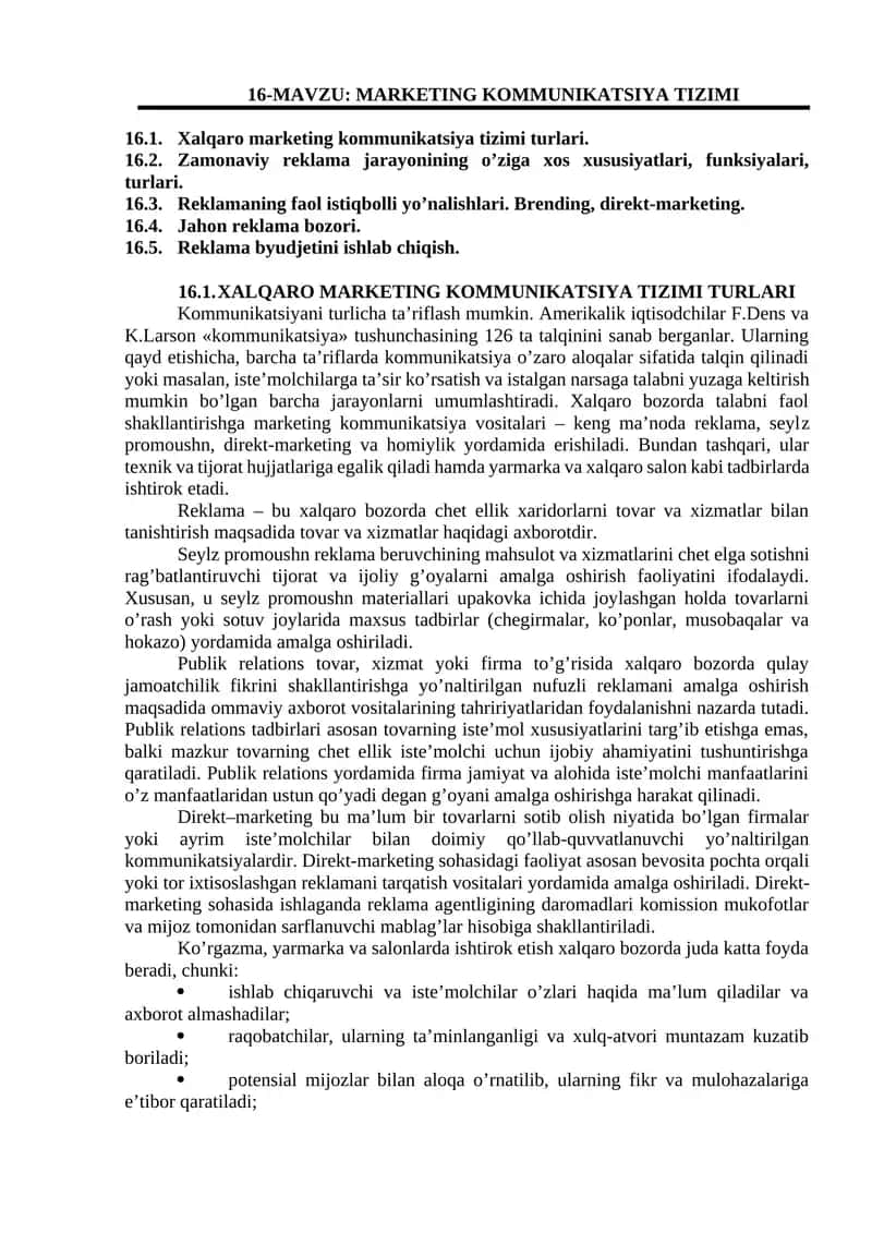 MARKETING KOMMUNIKATSIYA TIZIMI 1