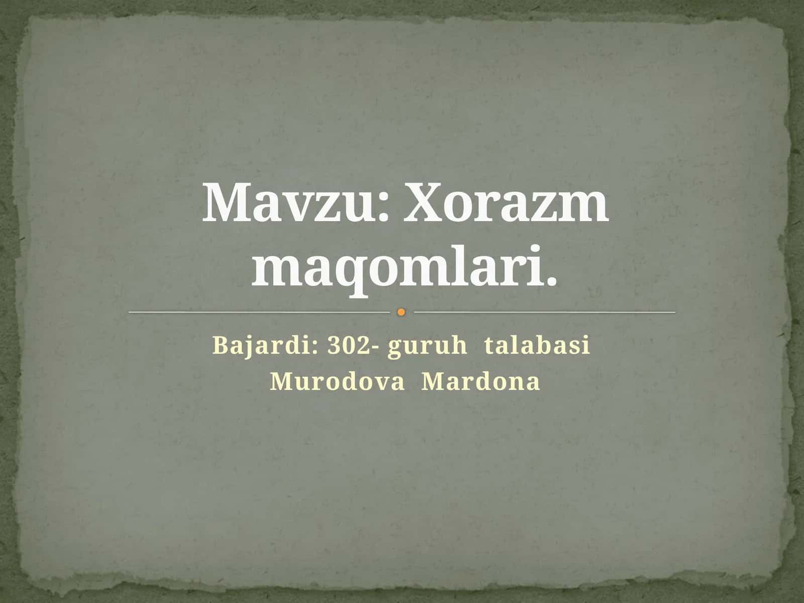 Xorazm maqomlari 1