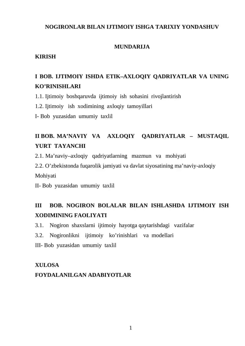 NOGIRONLAR BILAN IJTIMOIY ISHGA TARIXIY YONDASHUV 1